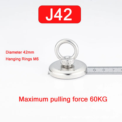 Super Strong Neodymium Fishing Magnet Hook N52 Heavy Duty Rare Earth Magnet With Countersunk Hole Eyebolt 16-90mm Salvage Magnet