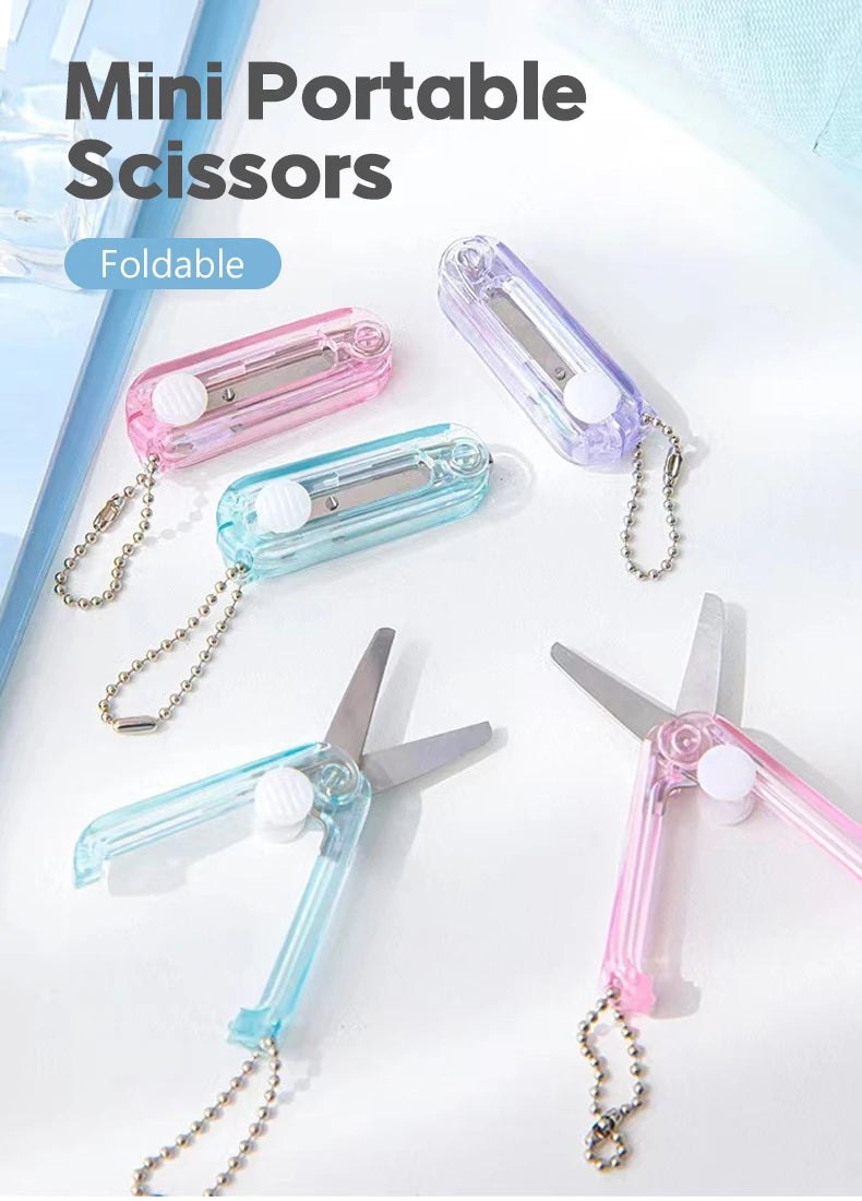 Transparent Mini Scissors, Retractable Folding Portable Scissors, Student Hand-made Paper Scissors