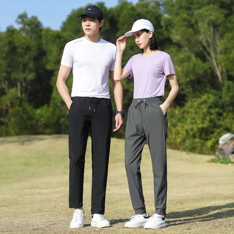 Summer Thin Ice Silk Couple Sports Pants Absorb Sweat Quickly Dry Comfortable and Breathable Men's Casual Sports Pants