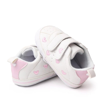 Meckior Spring and Autumn Baby Shoes Non-slip Soft Rubber Soled Toddler Shoes Cute Embroidered Love Stars Casual Shoes