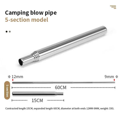 Outdoor Camping Blow Fire Tube Blowpipe Collapsible High Effective Tiny Beach Garden Tool Camping Equipment Blowing Fire Stick