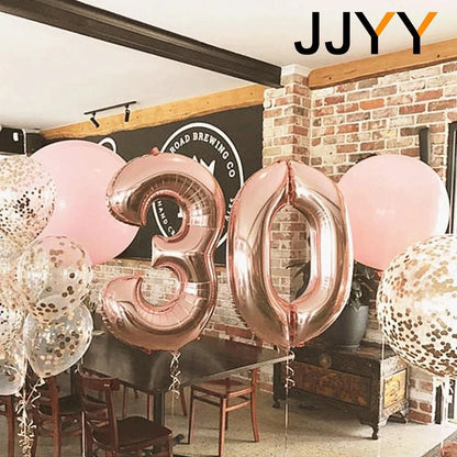 Foil Numbered Balloons 0-9 Balloons Birthday Wedding Birthday Decorations Supplies Anniversary Gift Party Decoration 32Inch 1PC