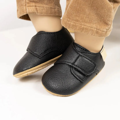 Meckior Baby Boys Girls Shoes Rubber Sole Anti-Slip Classic Pu Leather Toddler Shoes First Walking Flat Lazy Infants Crib Shoes