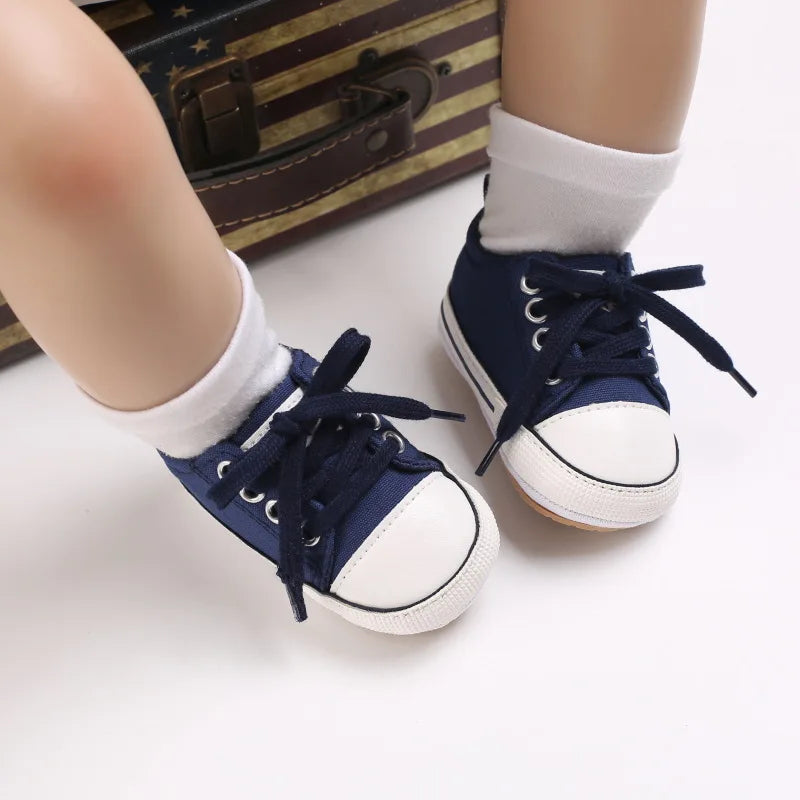 Meckior Baby Sneakers Baby Boys Girls Canvas Shoes Non-slip Rubber Sole Comfortable Soft Unisex Baby Basketball Shoes 0-18M