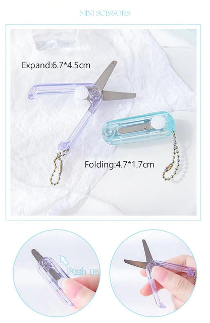 Transparent Mini Scissors, Retractable Folding Portable Scissors, Student Hand-made Paper Scissors