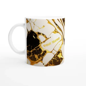 Personalized Name Golden Wrap White 11oz Ceramic Mug