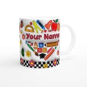 Personalized Name Teacher Life Wrap White 11oz Ceramic Mug