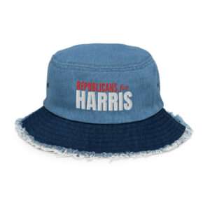 Republicans for Harris Distressed denim bucket hat